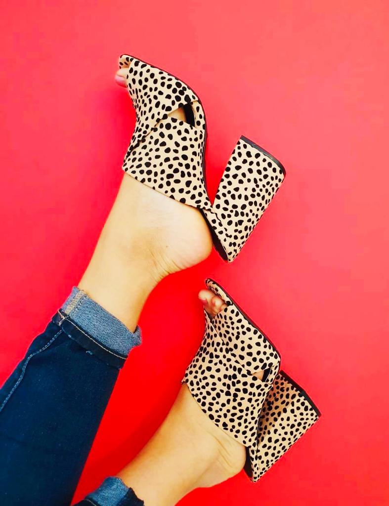 Open Leopard Mules