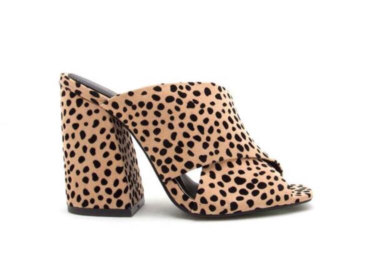 Open Leopard Mules